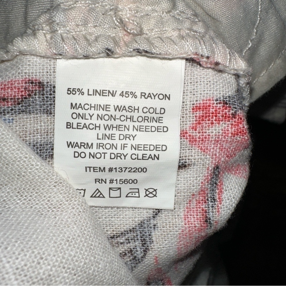 Briggs Pants Womens 3X Beige Multicolor Floral Pull On Linen Blend Wide Leg NWT - Picture 6 of 9